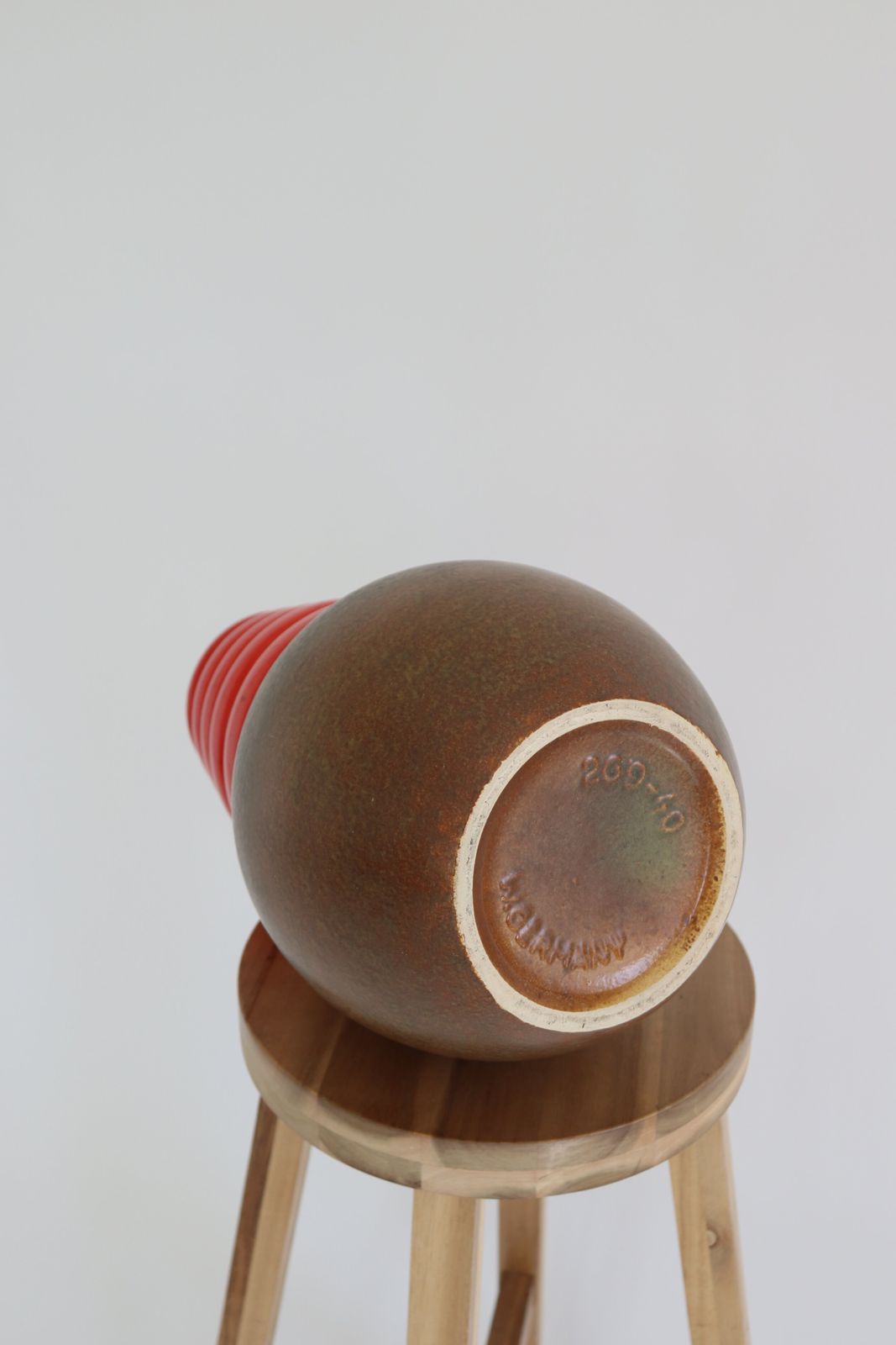 Vintage 1970s West German Pottery Vase Large Red photo vinterior