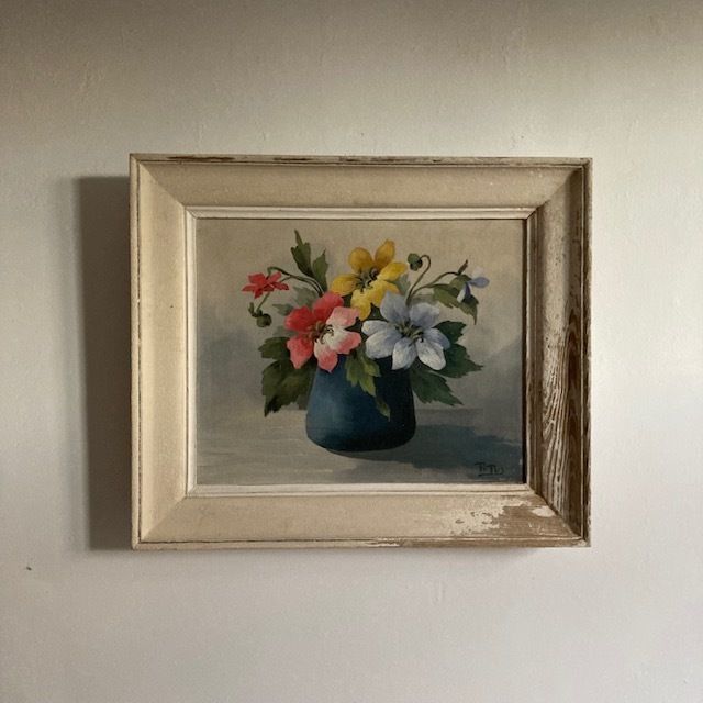 Flowers In Blue Vase, 1950s, Vintage photo Art