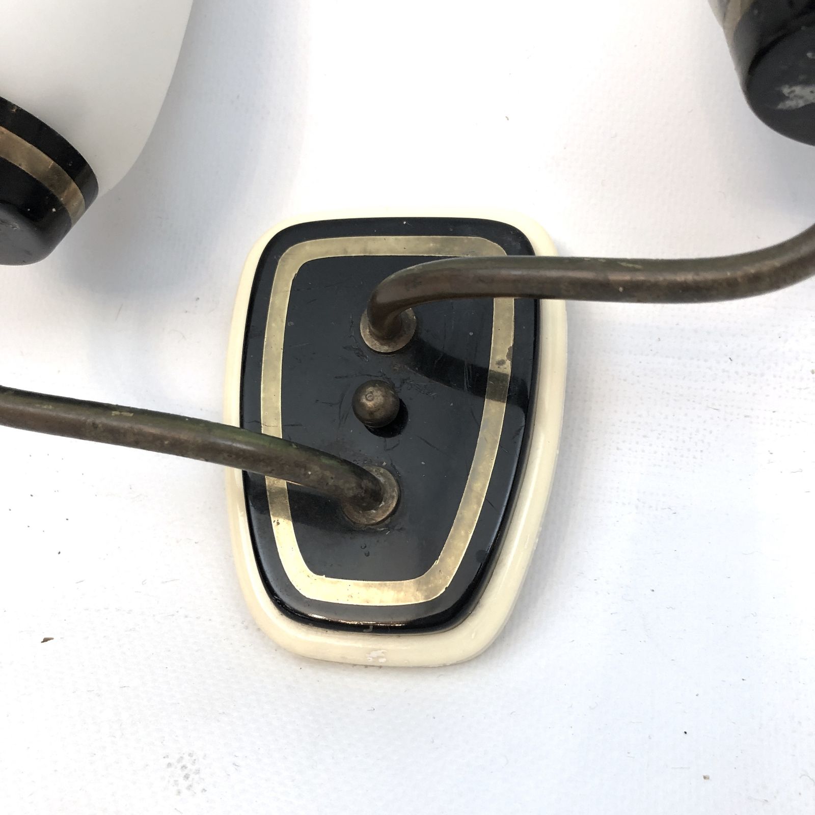 Stilnovo Style, Mid Century Italian Brass And Opaline Glass Sconces. Set Of Two photo furniture
