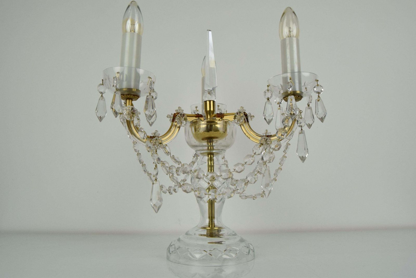 Mid Century Crystal Glass Table Lamp By Kamenicky Senov,1960's. photo furniture