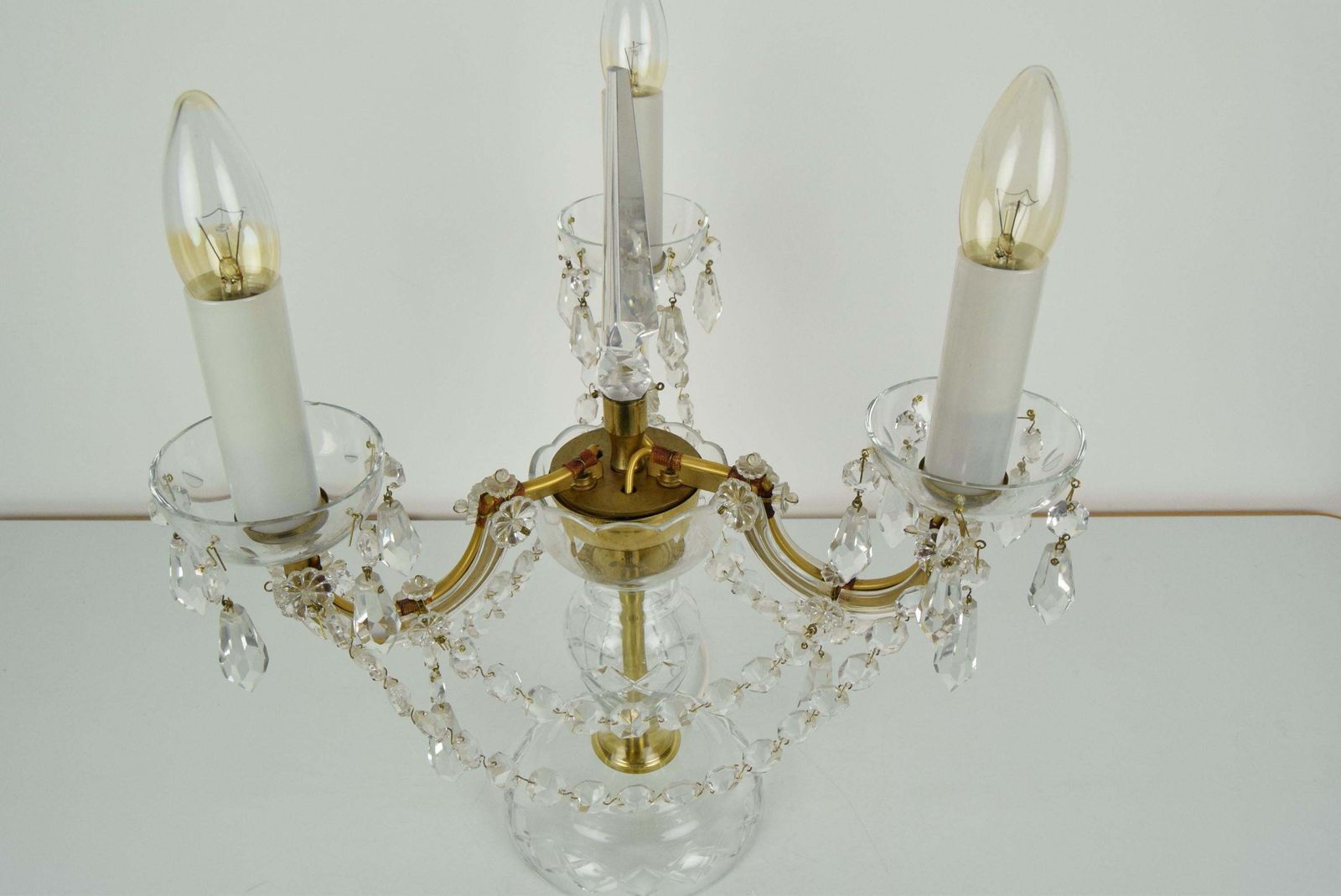 Mid Century Crystal Glass Table Lamp By Kamenicky Senov,1960's. photo vintage