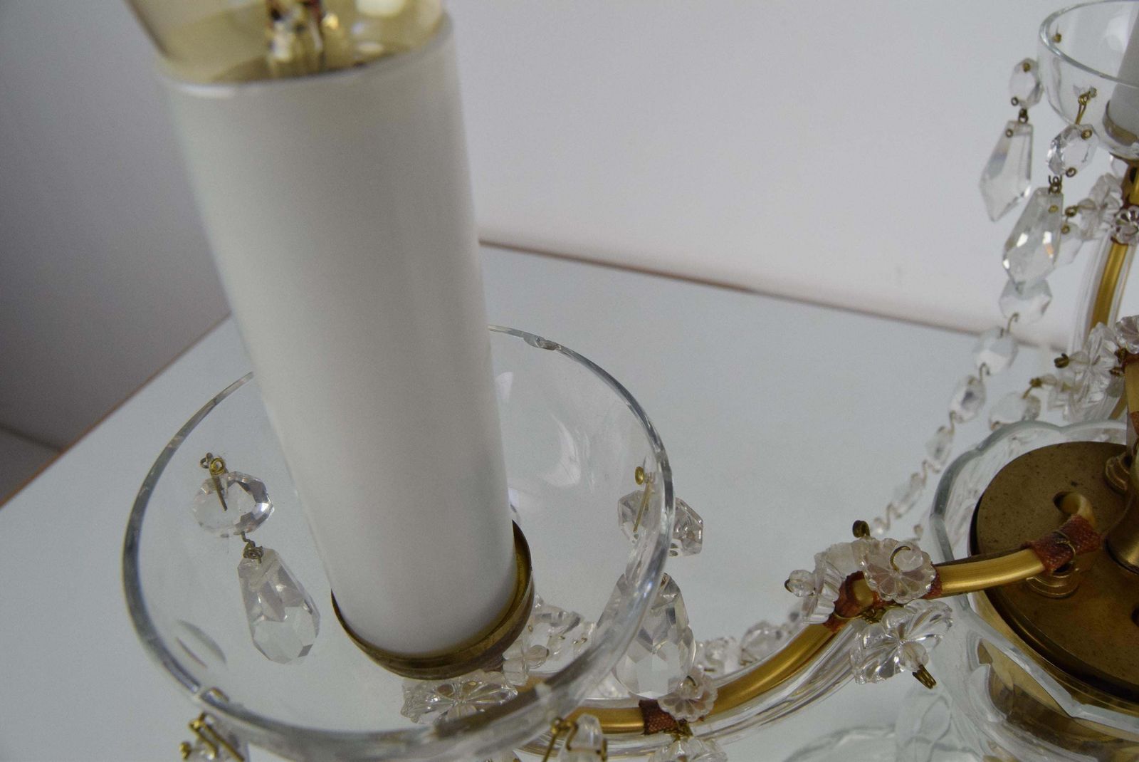 Lighting Mid Century Crystal Glass Table Lamp By Kamenicky Senov,1960's. photo