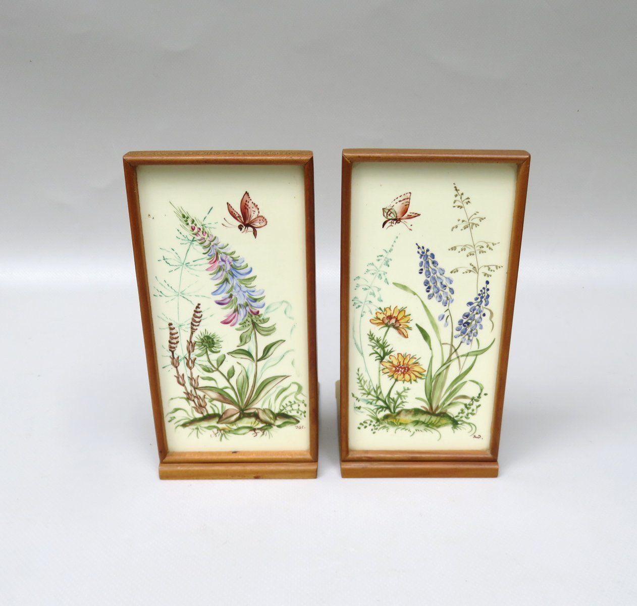 Meadow Flowers, Ilse Wehe, Painting, 1950s, Ceramics, Set Of 2