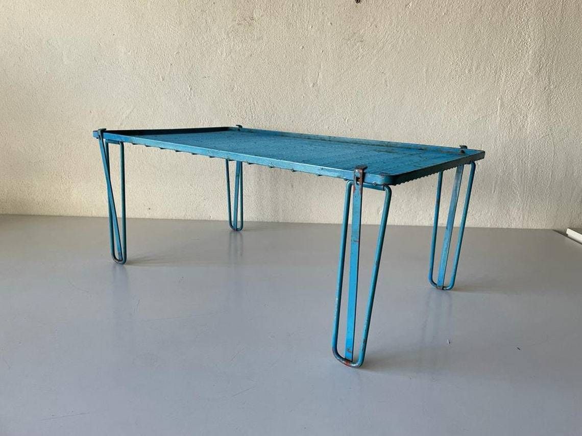 Mid Century Folding Leg Industrial Shelving Unit, 1950s photo for sale