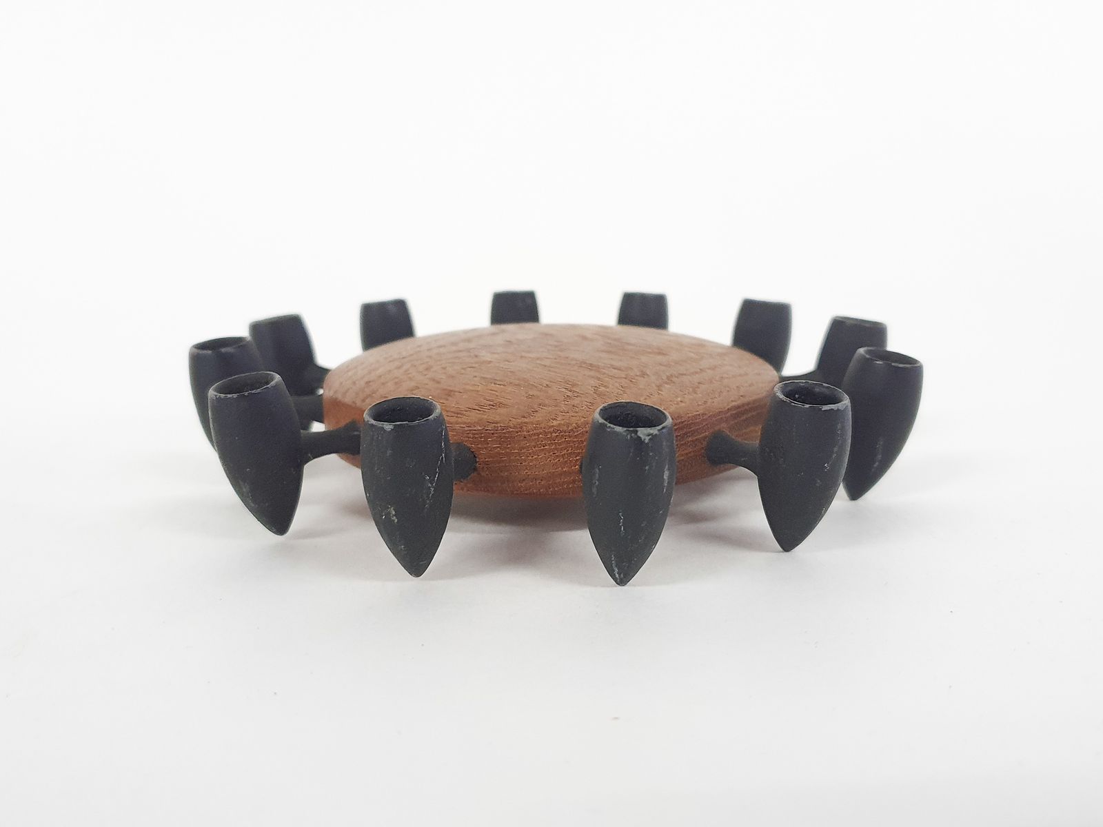 Ronde Teakhouten En Metalen Kandelaar Van Digsmed, Deens Design, 1964 photo buy