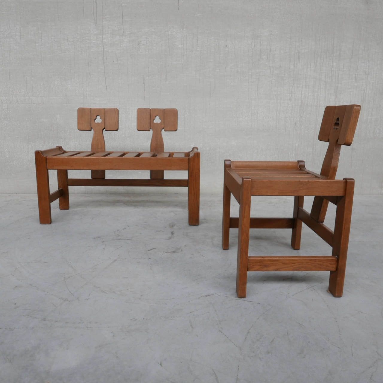Oak Mid Century French Guillerme Et Chambron Lounge Chairs photo furniture