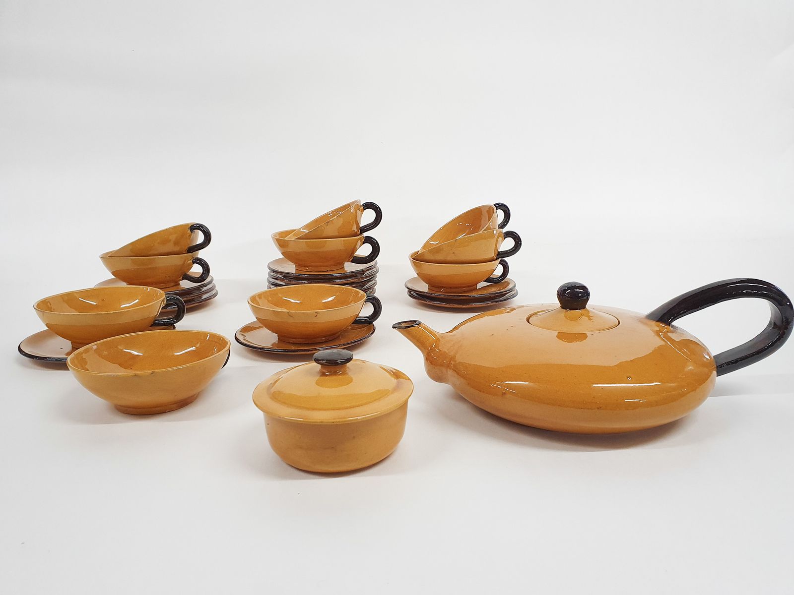 Ochre Porcelain Tableware By Roger Mourre For Dieulefit, France 1950's photo furniture