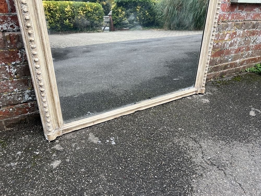 An Exceptional Large Antique French 19th Century Carved Wood & Gesso Painted Mirror photo Home Decor