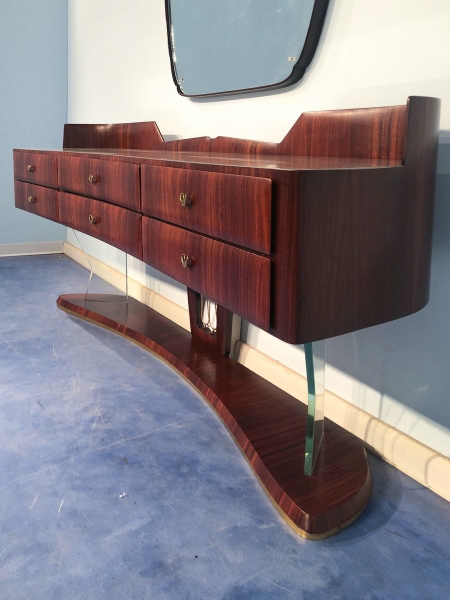 photo furniture Mid Century Italian Sideboard In Rosewood With Mirror By Vittorio Dassi, 1950s