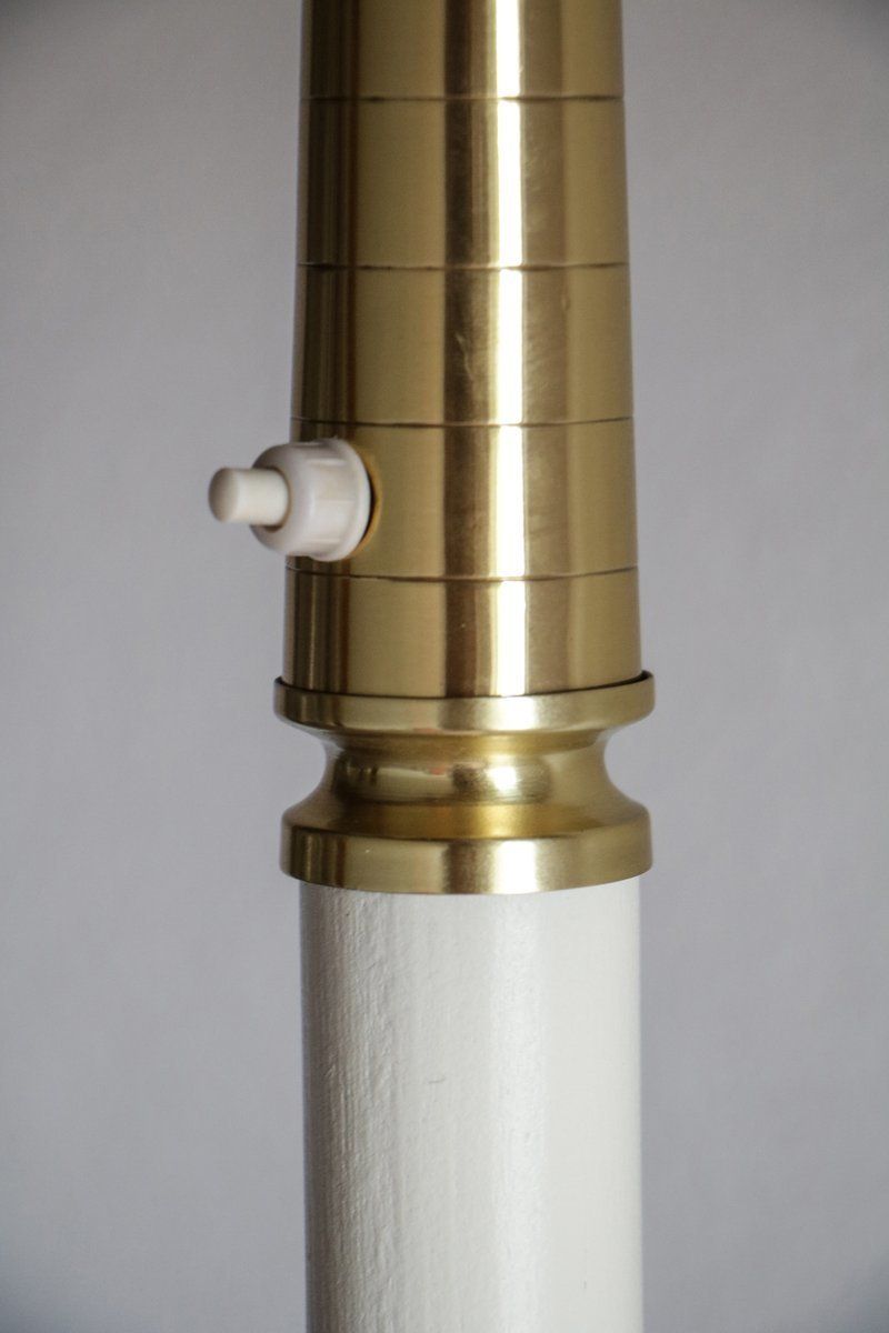 photo buy Mid Century Italian Ash & Polished Brass Floor Lamp In The Style Of Pietro Chiesa, 1940s