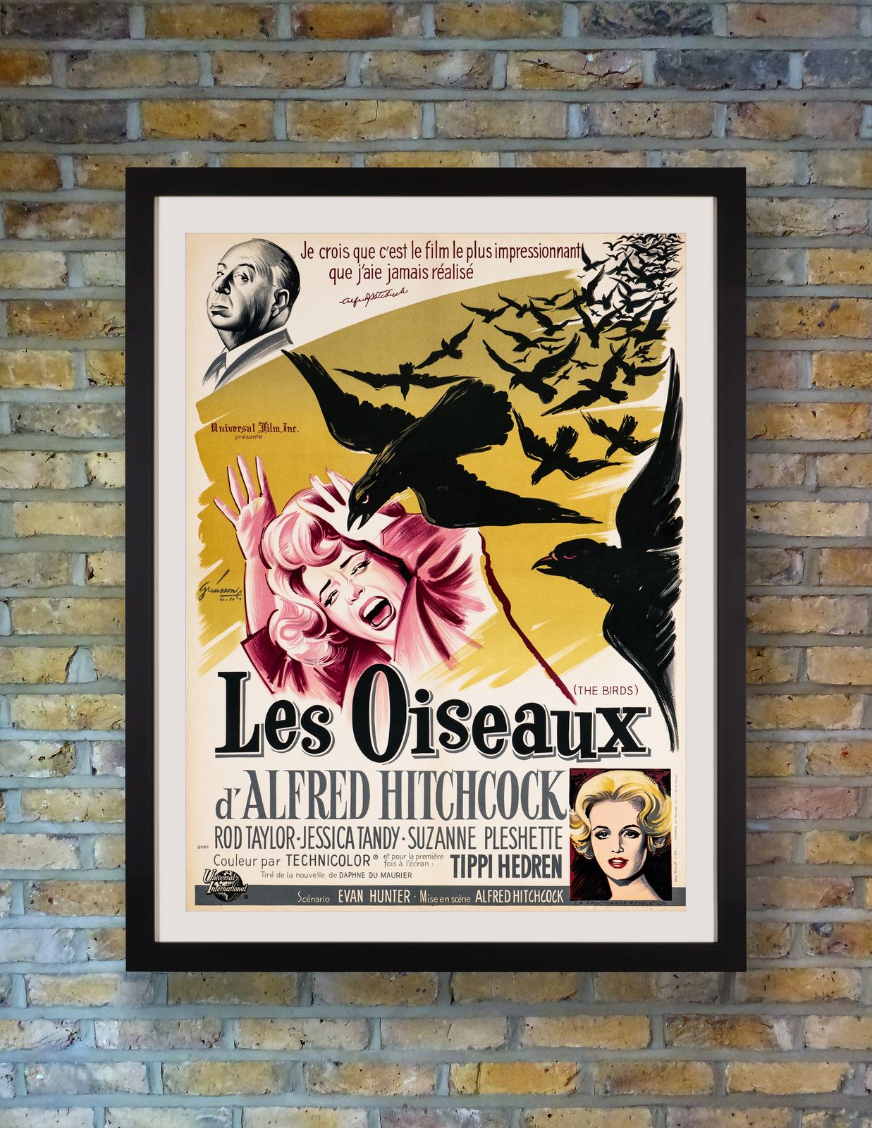 'The Birds' Original Vintage Film Poster By Boris Grinsson, French, 1963 photo furniture