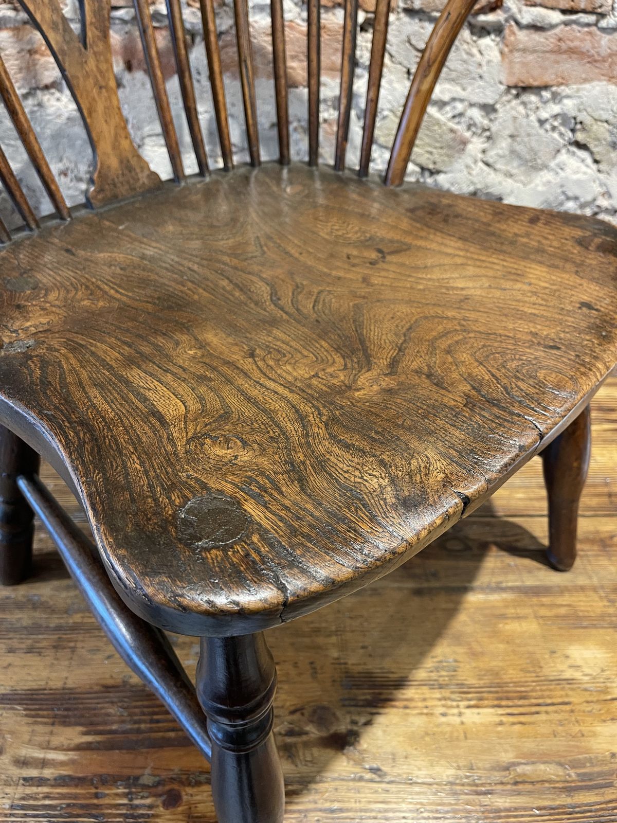 Early Antique Georgian Elm Windsor Elbow Chair photo vintage