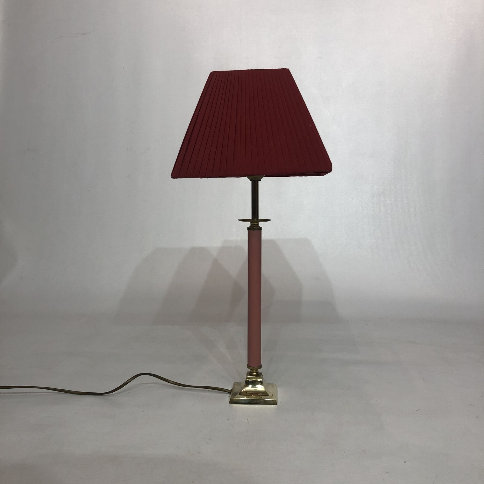 1980s Brass And Pink Enamel Table Lamp Memphis Vintage Arcade Candle