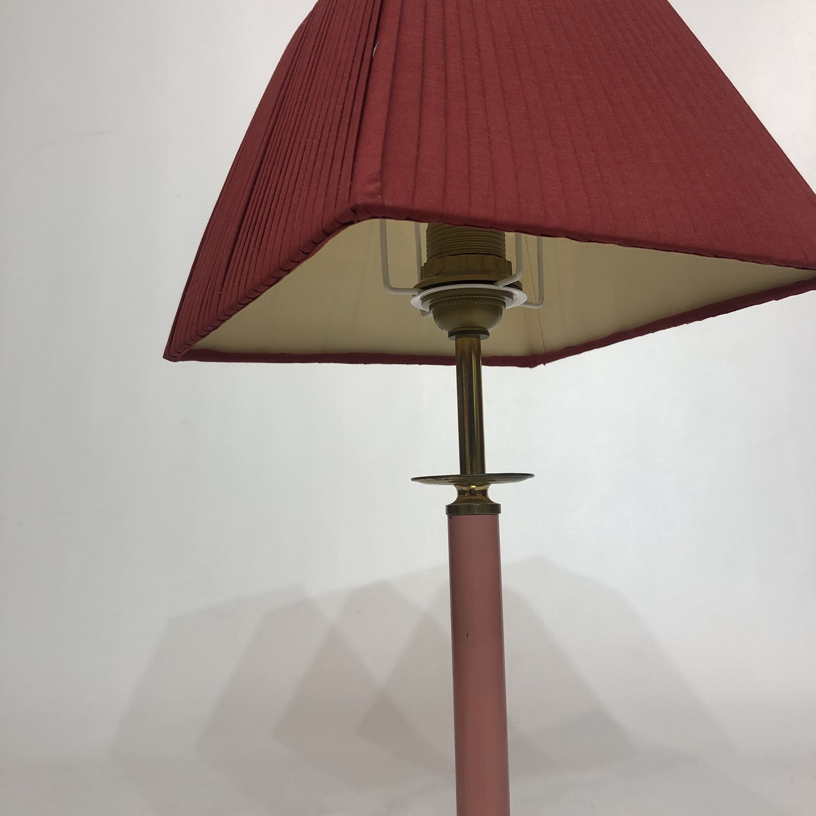 1980s Brass And Pink Enamel Table Lamp Memphis Vintage Arcade Candle photo Lighting