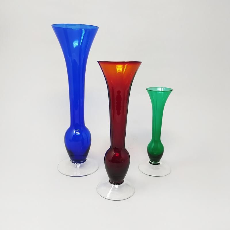 Gorgeous Set Of 3 Vases In Murano Glass photo for sale