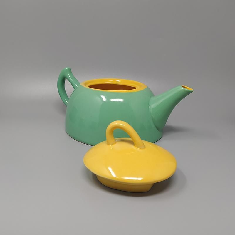 1980s Gorgeous Green And Yellow Tea Set/Coffee Set In Ceramic By Naj Oleari. Made In Italy photo 344.0