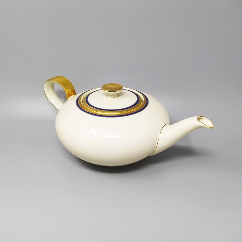 1950s Gorgeous White, Blue And Gold Tea Set/Coffee Set In Bavaria Porcelain. Made In Germany photo Home Decor