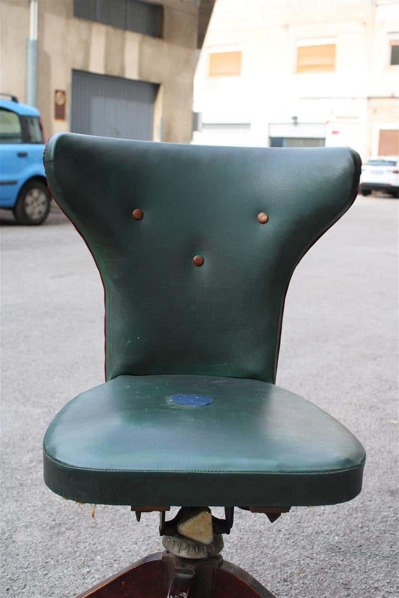 Green Mid Century Swivel Italian Chair Office Feet Wood Melchiorre Bega Style photo for sale