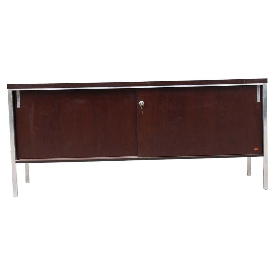 Minimalist Sideboard In Wood And Metal Parts Tecno 1970 Italia