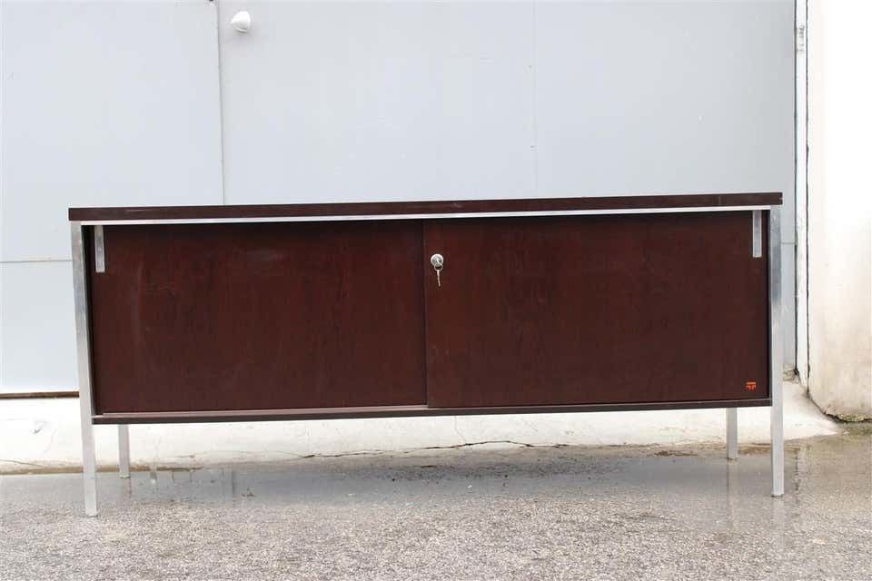 Minimalist Sideboard In Wood And Metal Parts Tecno 1970 Italia photo furniture