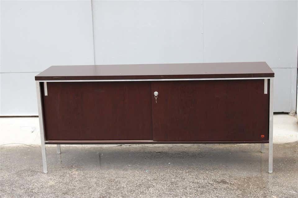 Minimalist Sideboard In Wood And Metal Parts Tecno 1970 Italia photo Furniture