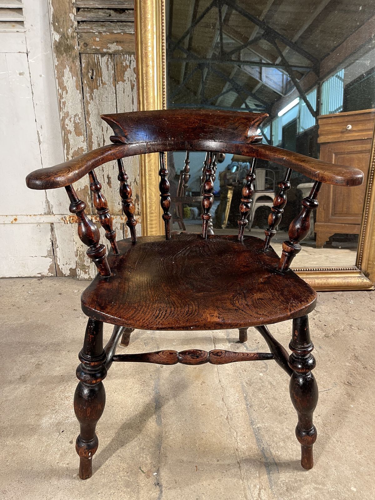 A Beautiful Early Antique Elm Elbow Captains Chair photo buy