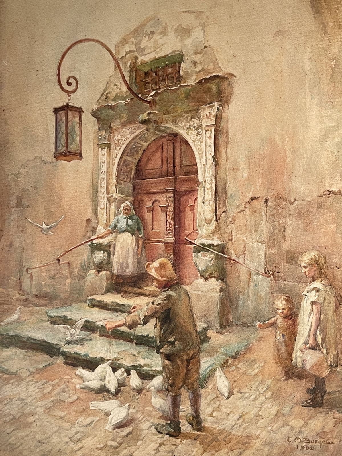 An Exceptional Watercolour By Renowned Artist E M Burgess As Featured In The V & A Dated 1908 photo furniture