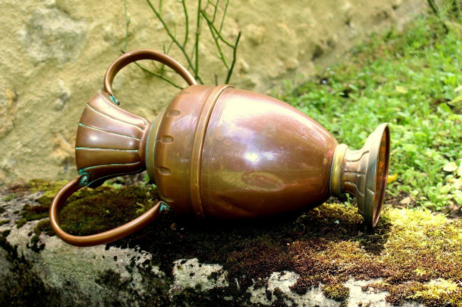 Large Antique French Vintage Handmade Copper Pot Vase Flower Jar 50 X 40 Cm photo buy