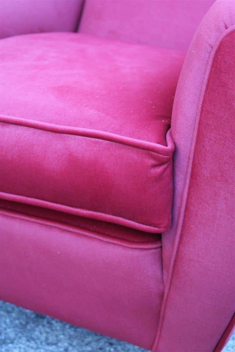 Paolo Buffa Mid Century Armchair Red Velvet High Back, 1950s photo vintage