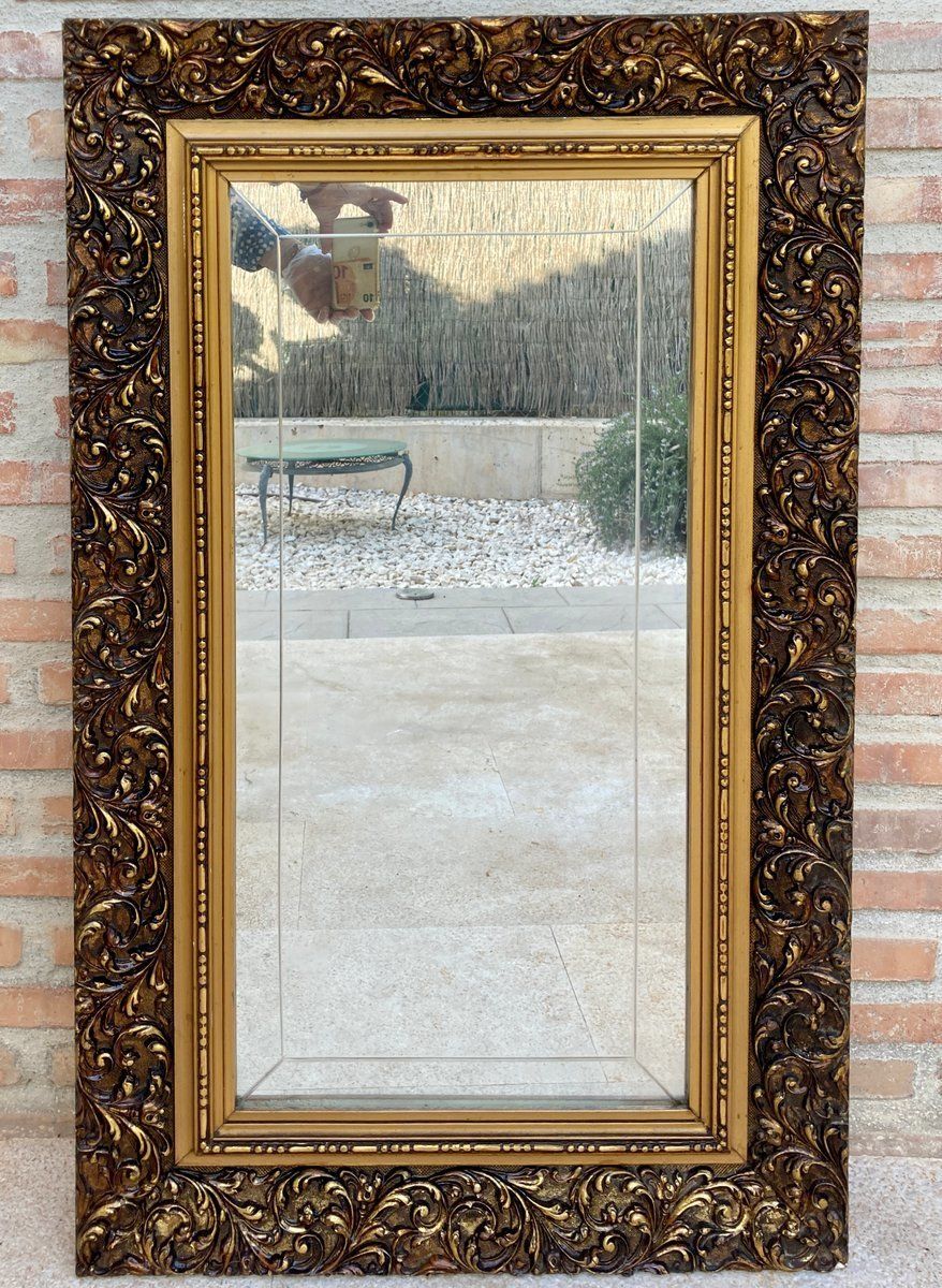 Early 20th Century Spanish Beveled Mirrors With Gold Frames, Set Of 2 photo vinterior