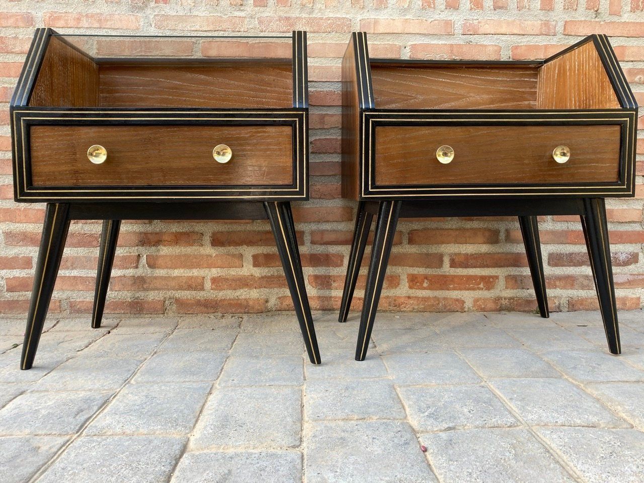 Mid Century Italian Glass Nightstands, 1960s, Set Of 2 photo Furniture