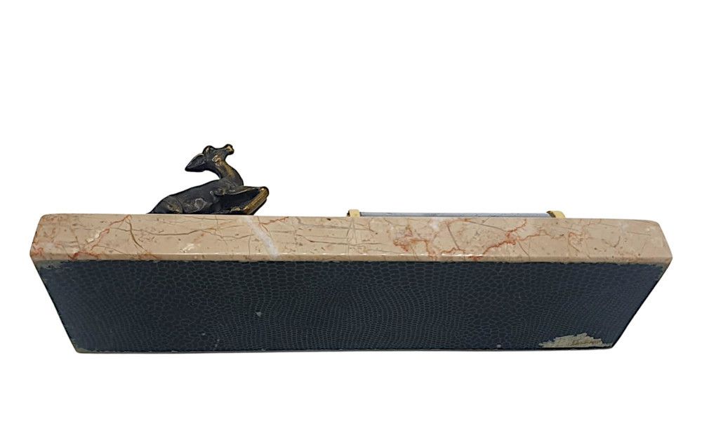 A Lovely French Art Deco Perpetual Desk Calendar With A Bronze Leaping Deer photo Home Decor