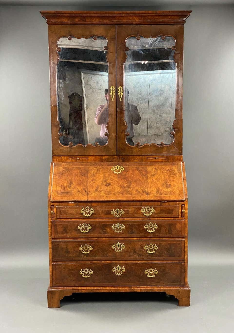 18th Century English George II Walnut Secretary Bookcase