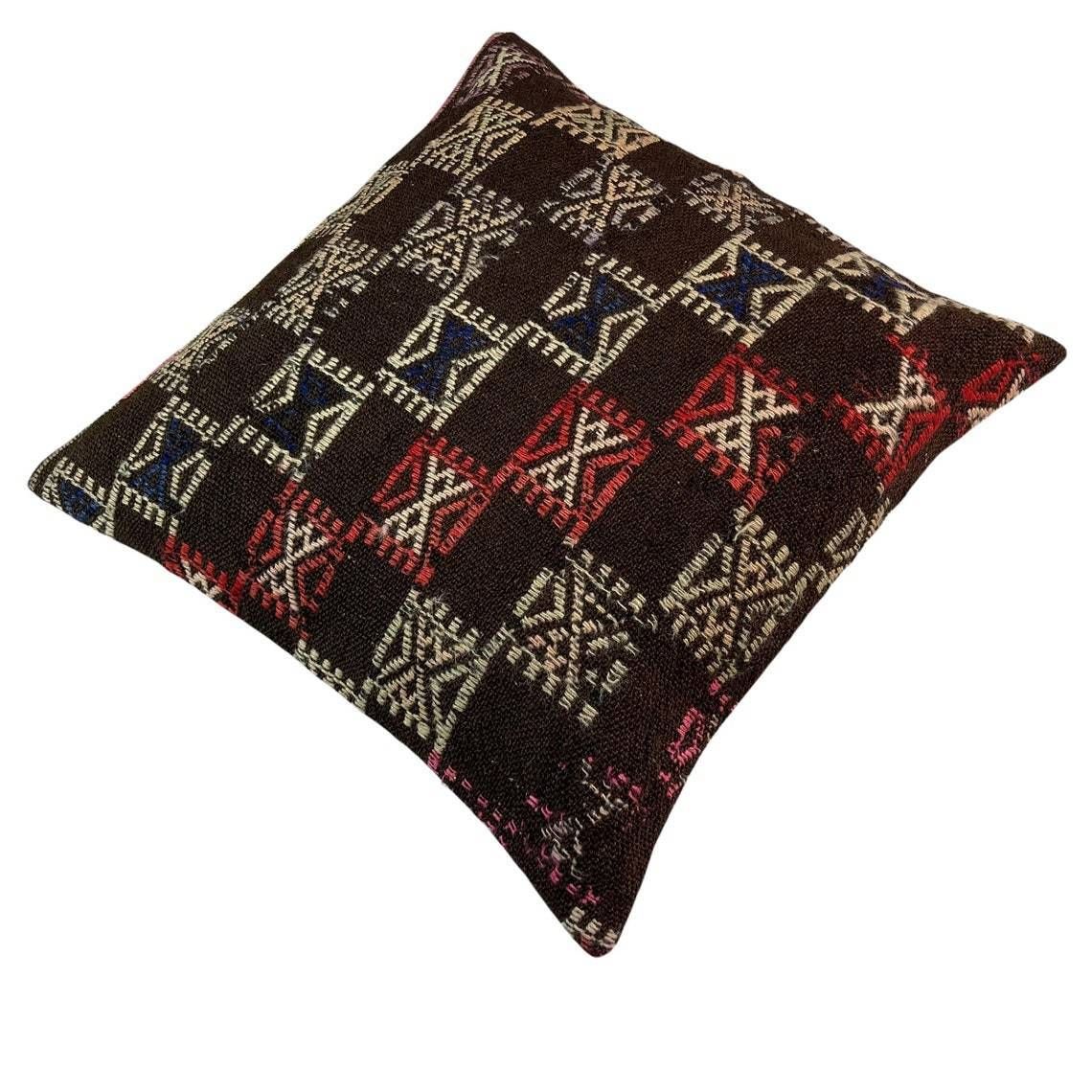 Anatolische Handgeweven Kilim Kussenhoes | Tribal Kussen | Etnische Kelim Kussenhoes | 60x60 Cm photo vinterior