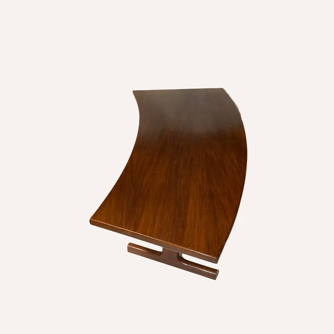 Teak Veneered Kidney Shaped Curved Coffee Table photo furniture