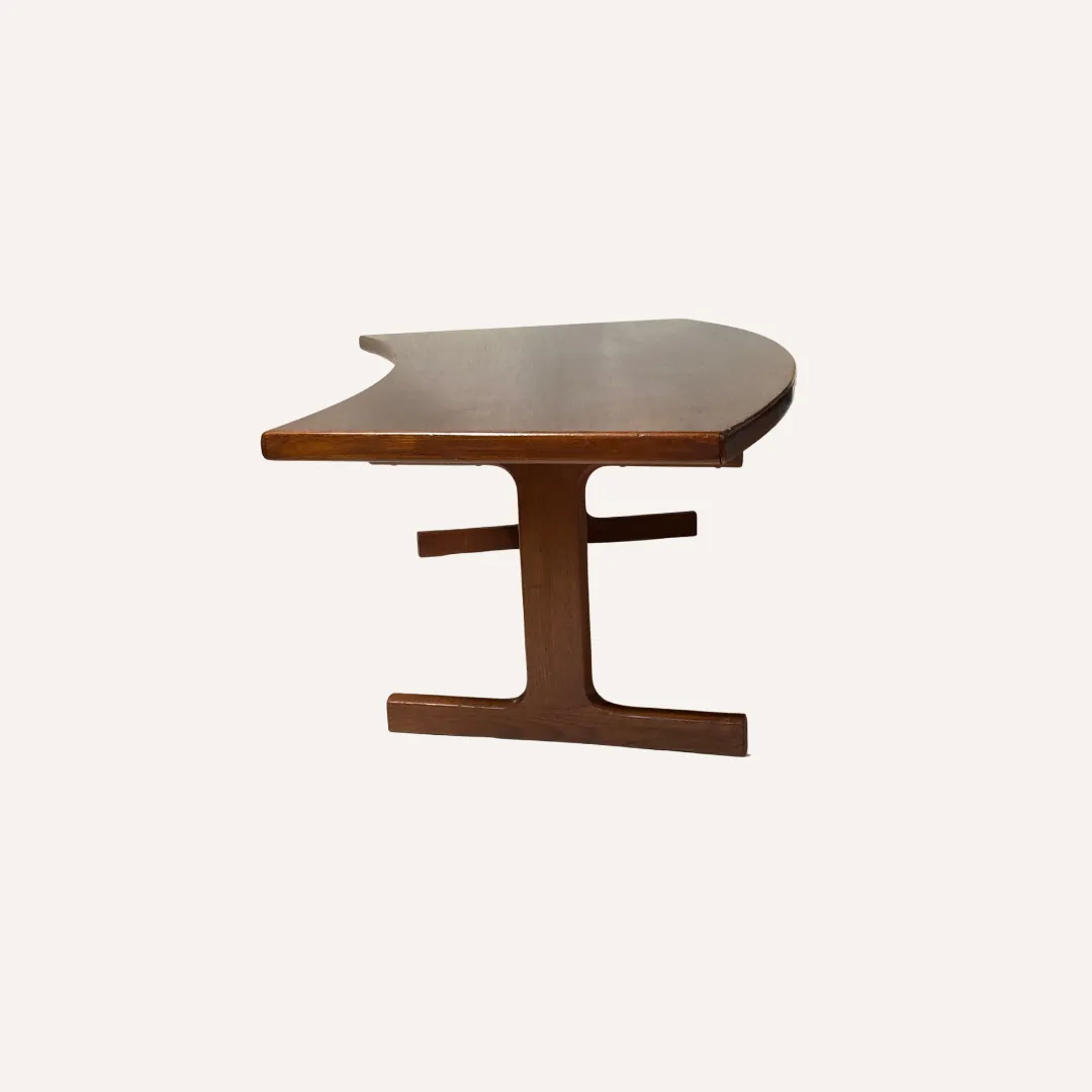 Teak Veneered Kidney Shaped Curved Coffee Table photo vintage