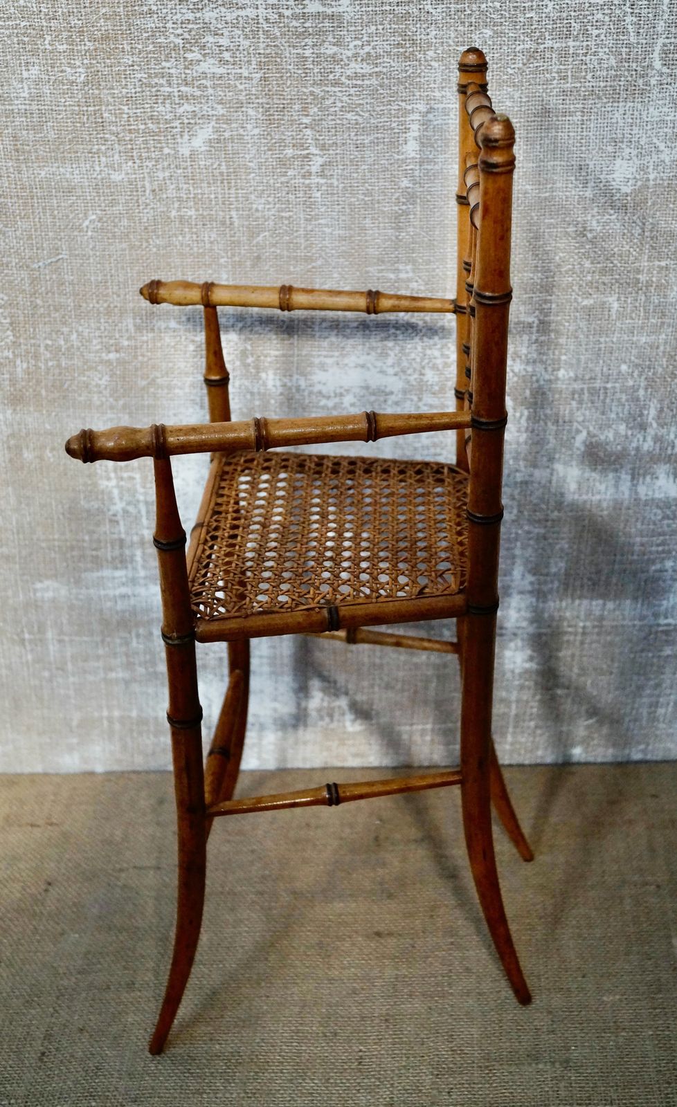 Rare French Antique Faux Bamboo Dolls Highchair photo 275.0