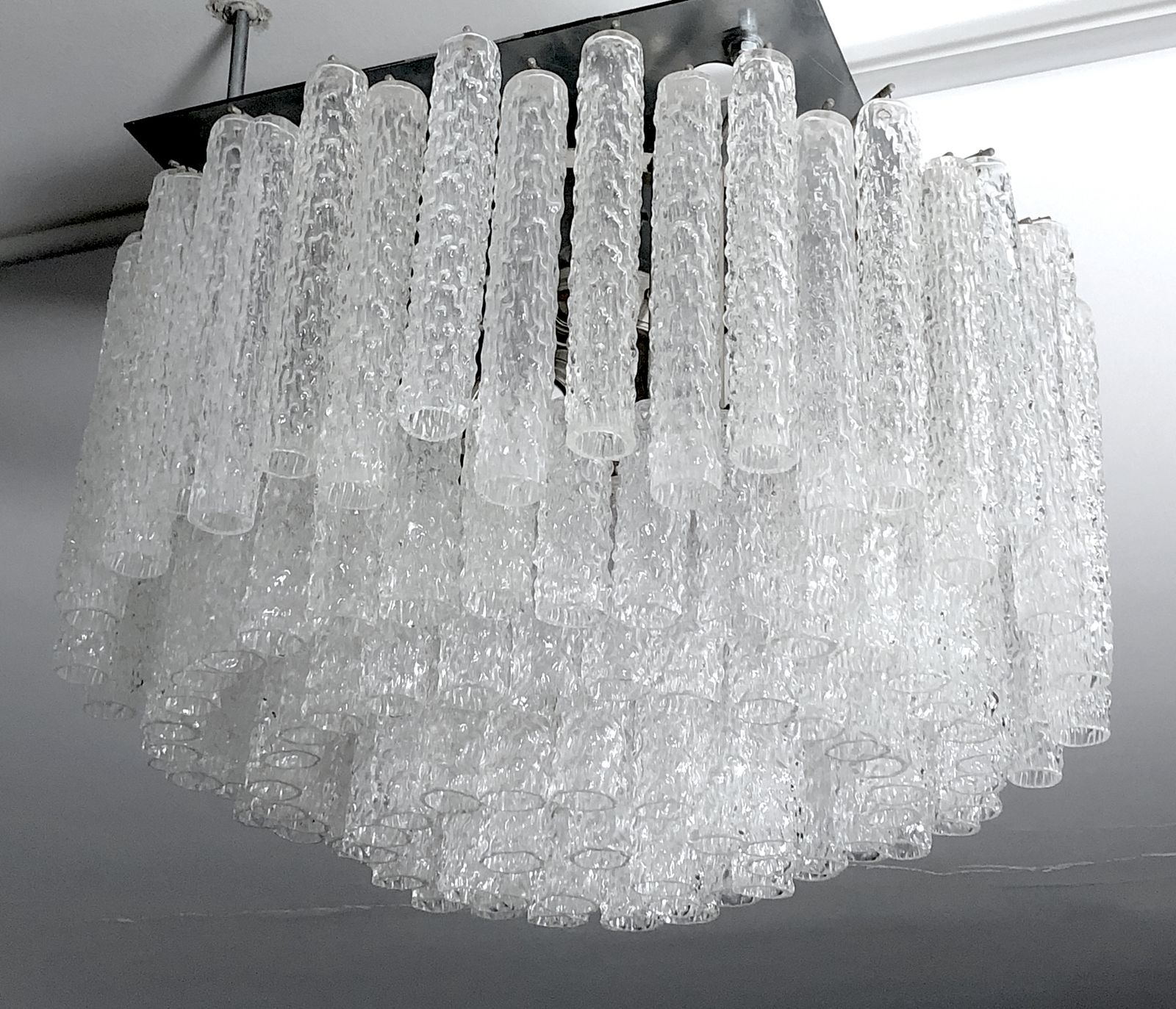 Large Vintage Italian Murano Glass Chandelier By Toni Zuccheri For Venini, 1960s photo furniture