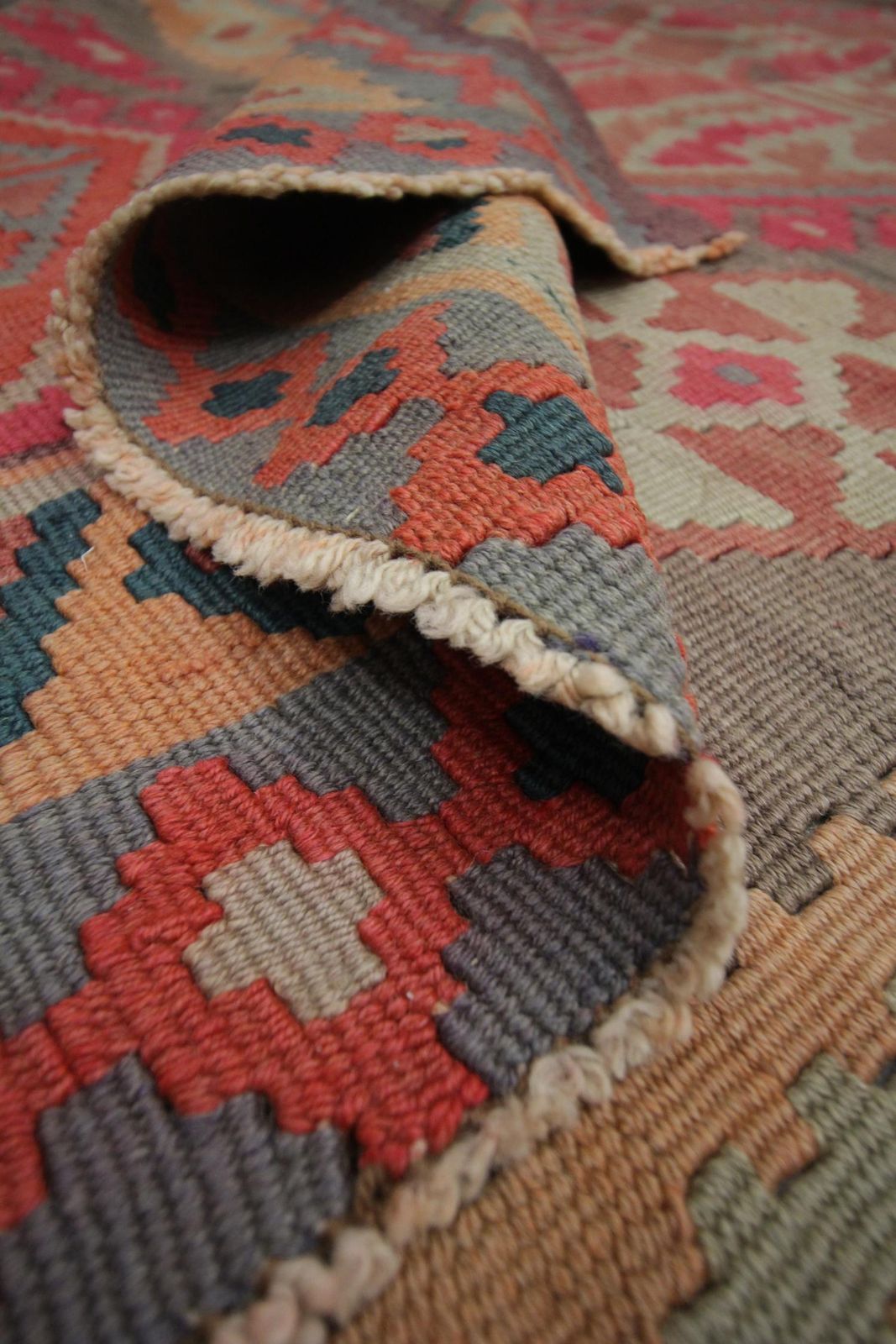 Handmade Carpet Caucasian Kilim Rug, Vintage Kilims Tribal Wool Rug photo buy