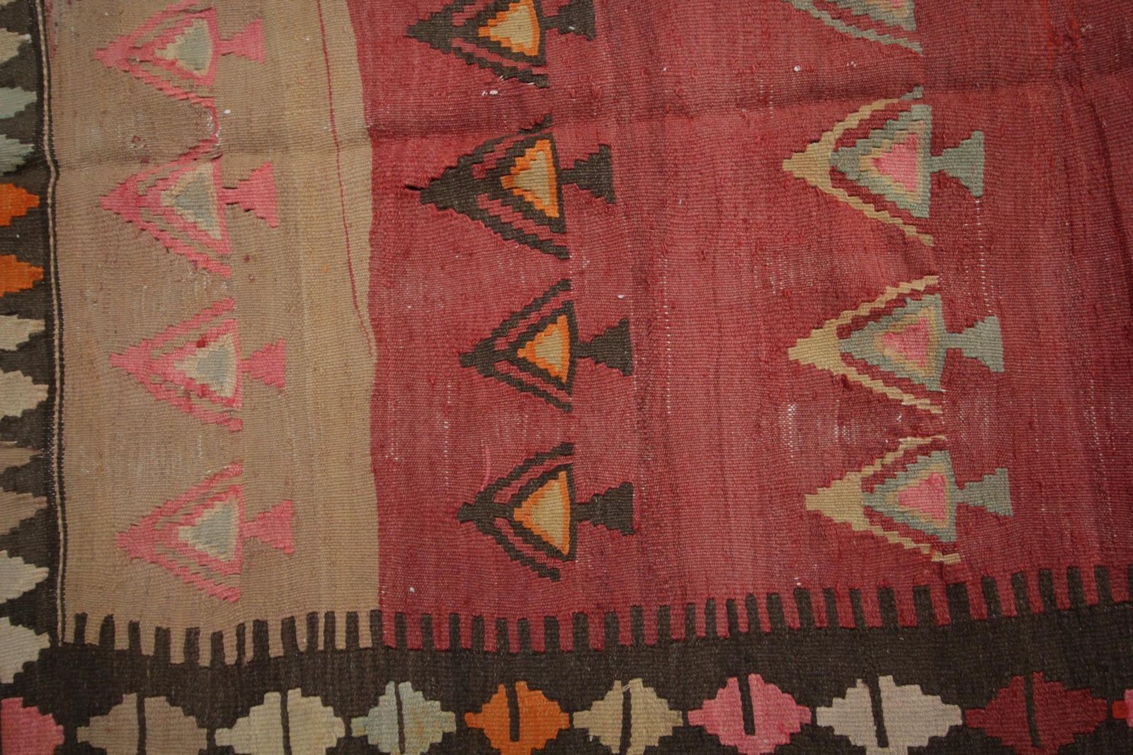 Handmade Carpet Kilim Rug, Traditional Tribal Red Wool Area Rug photo vinterior