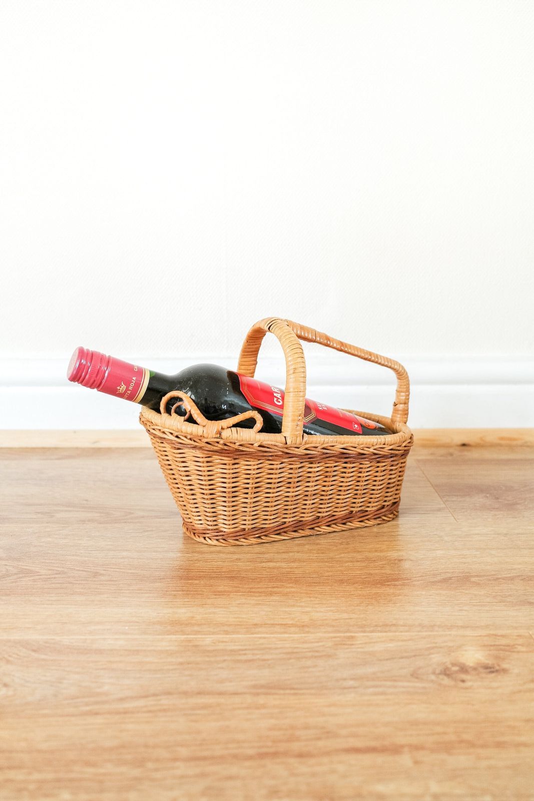 French Wicker Wine Rack Rattan Bottle Basket