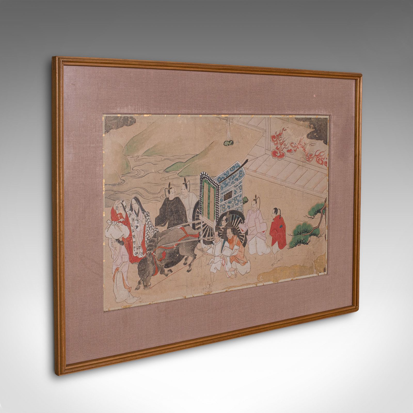 Antique Framed Woodblock Print, Japanese, After Heian, Art, C.1900