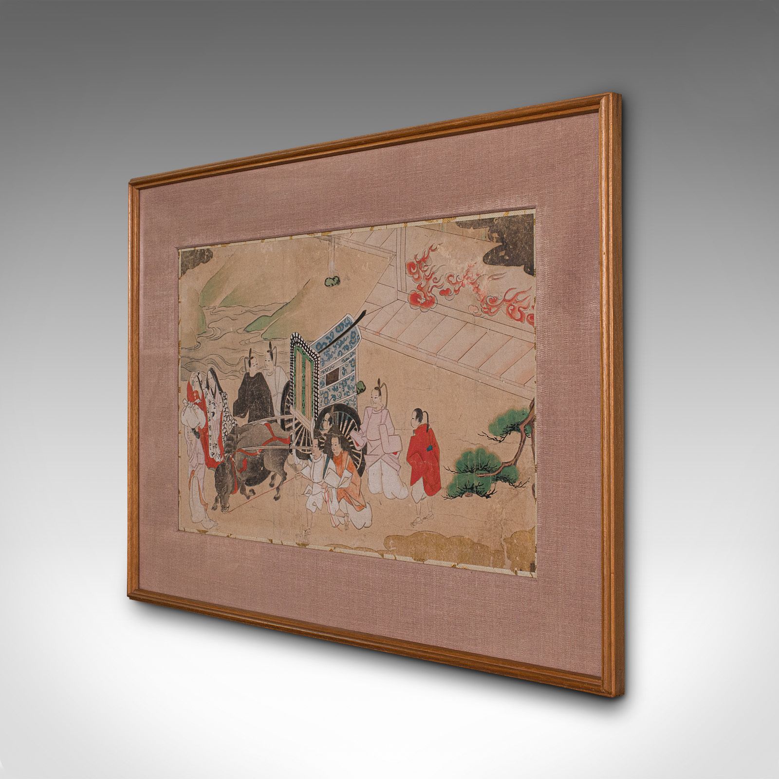 Antique Framed Woodblock Print, Japanese, After Heian, Art, C.1900 photo furniture