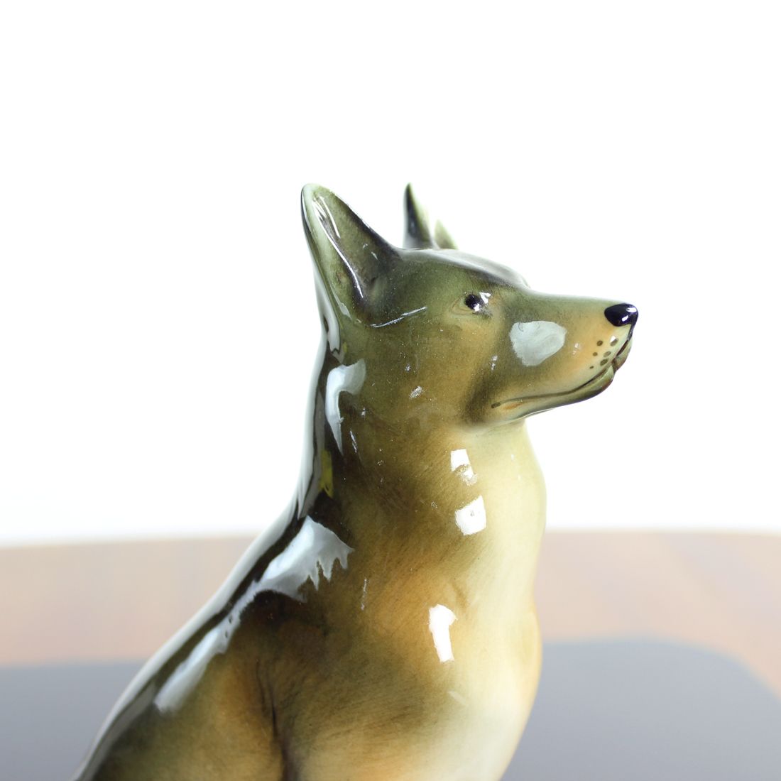 Porcelain Statue Of German Shepard, Royal Dux, Czechoslovakia 1960s photo 220.0