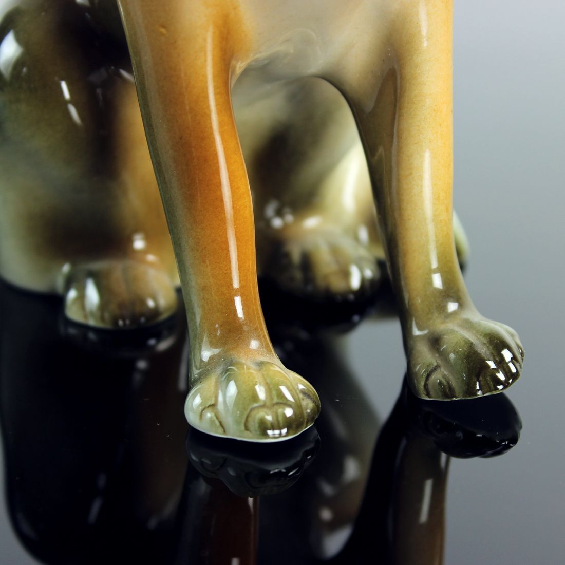Porcelain Statue Of German Shepard, Royal Dux, Czechoslovakia 1960s photo vinterior