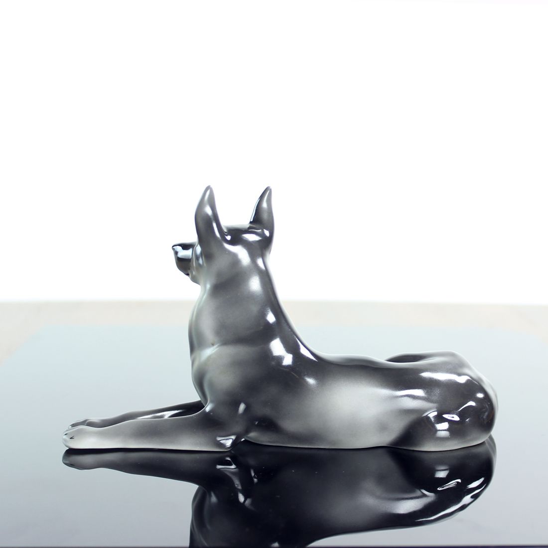 Porcelain Statue Of German Shepard, Hollohaza, Hungary 1831 photo 420.0