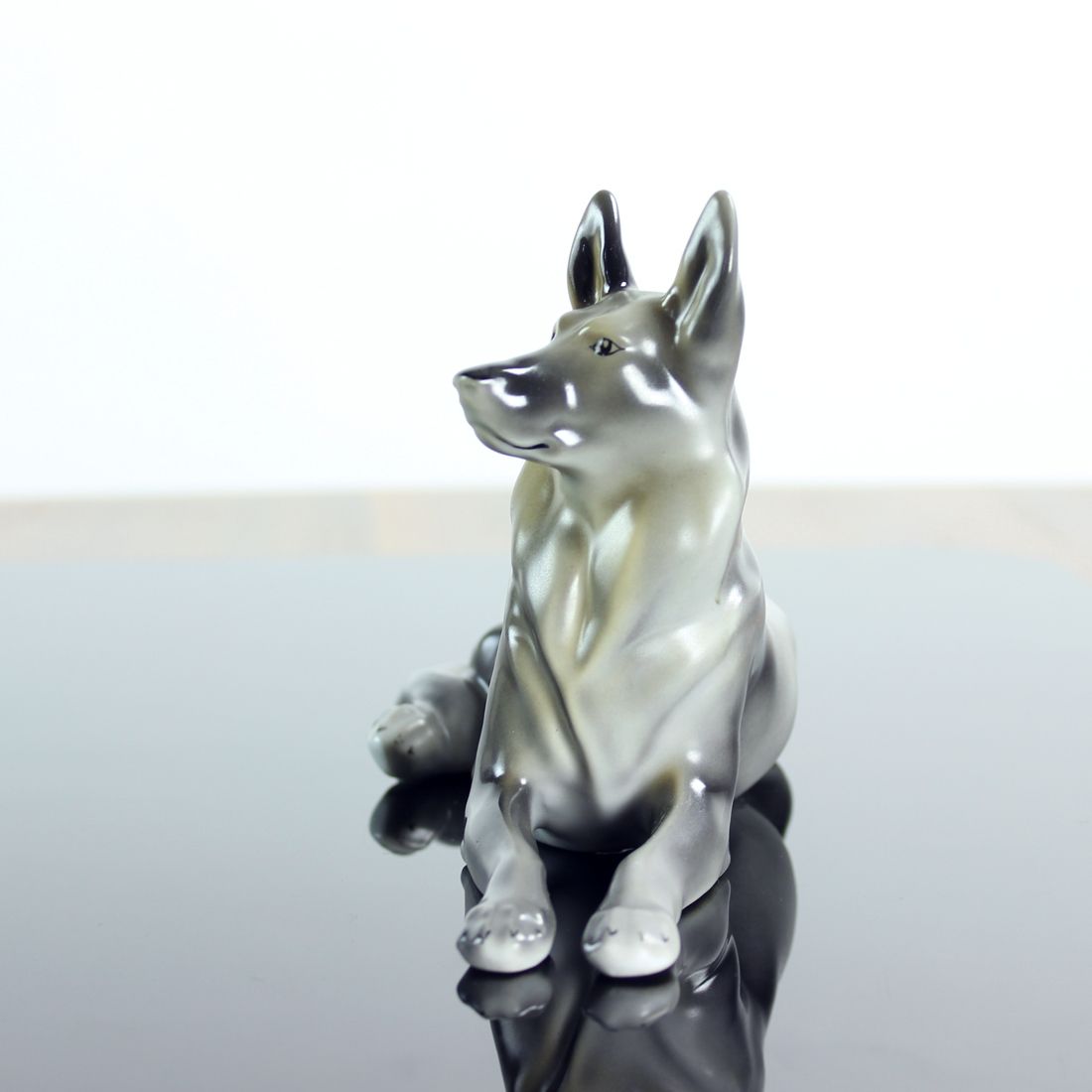 photo for sale Porcelain Statue Of German Shepard, Hollohaza, Hungary 1831