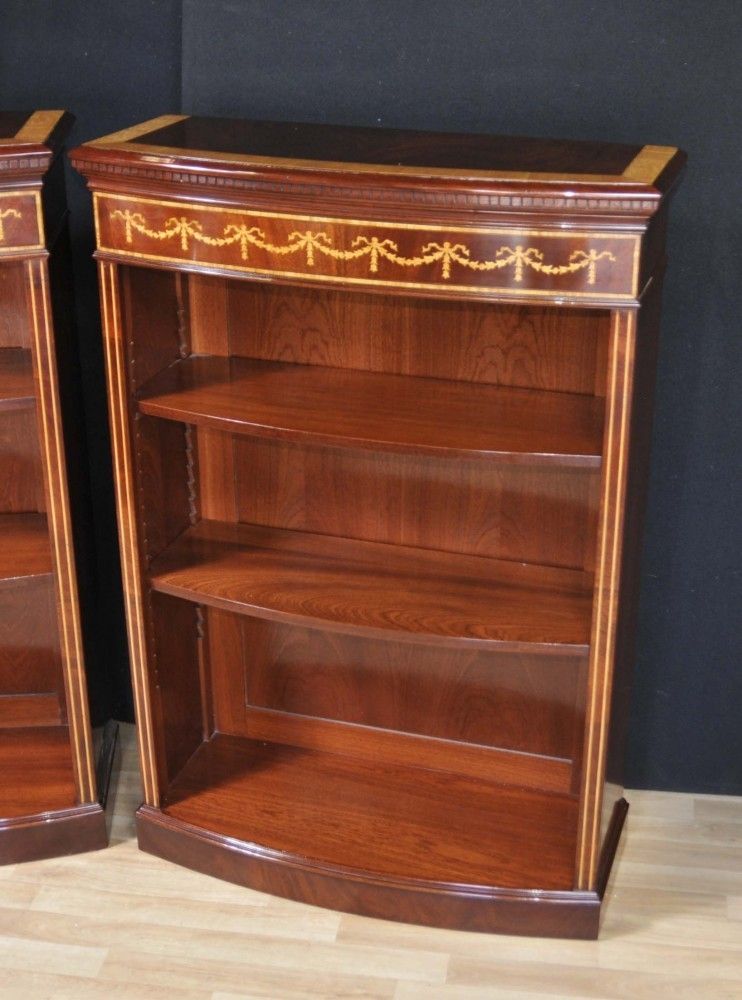 Pair Regency Adjustable Shelving Sheraton Inlay photo furniture