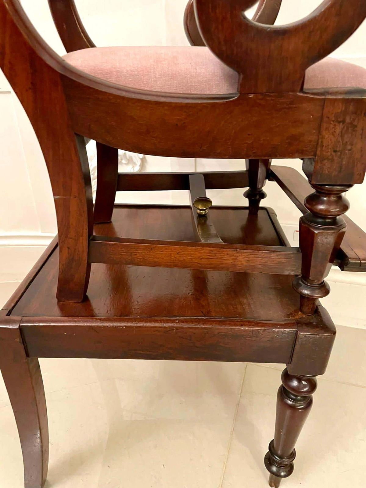 Unusual Antique William IV Quality Mahogany Child’s Armchair And Stand photo Furniture