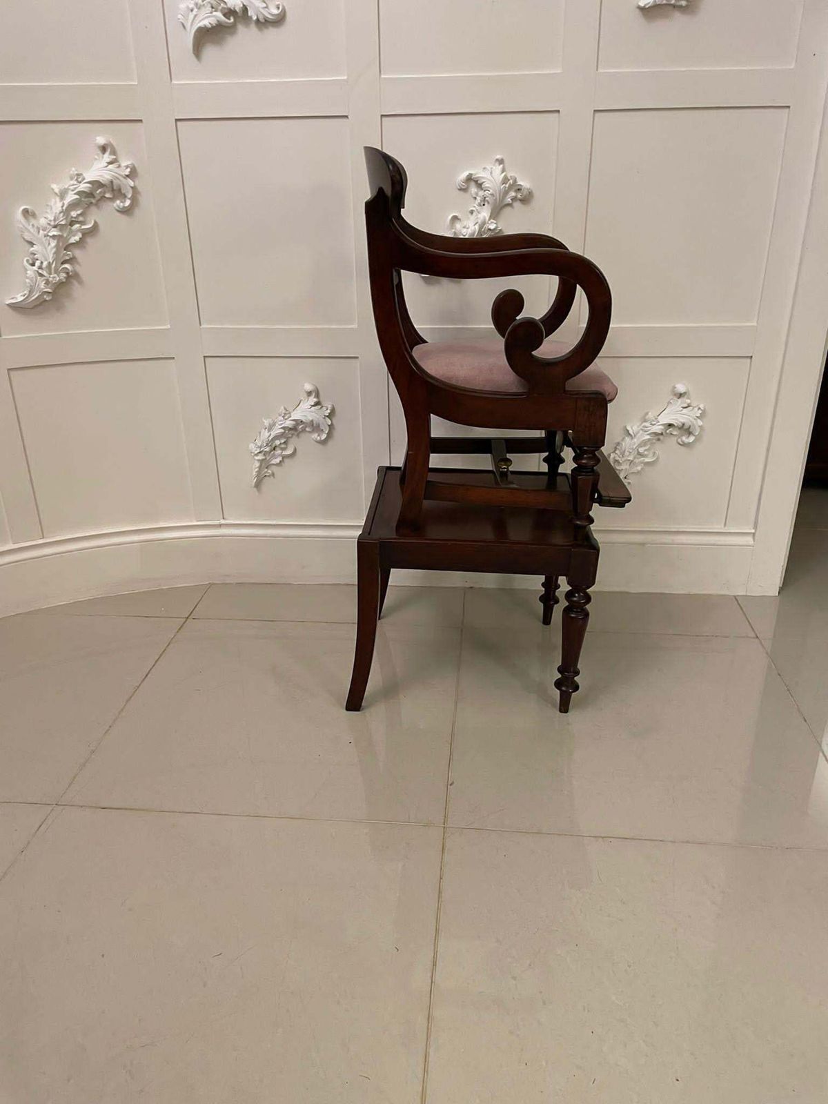 Unusual Antique William IV Quality Mahogany Child’s Armchair And Stand photo vintage